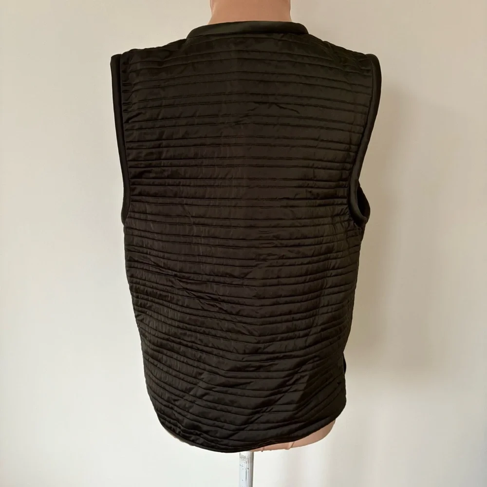 TORY BURCH Quilted Satin Midnight Green Golden Tie Closure Vest NWT Size 4